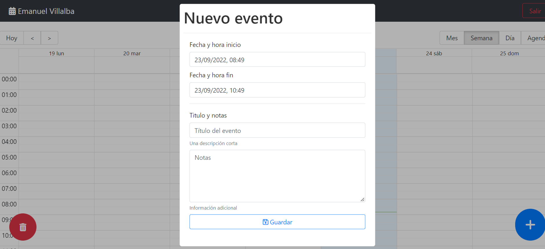 modal popup from fab icon.